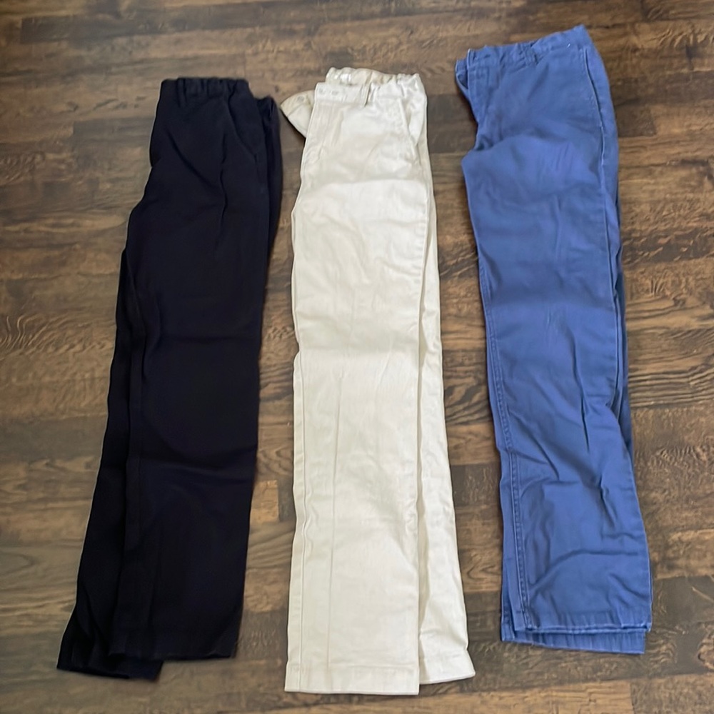 Bundle: 3 pairs of Old Navy Uniform Skinny Pants in Black, Khaki, and Navy.